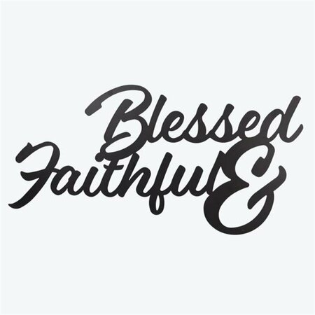 YOUNGS Metal Cutout Modern Country Blessed & Faithful Wall Sign 21363
